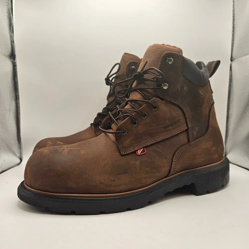 RED WING MEN'S 11 EE WIDE 415 DYNAFORCE 6 IN WP SOFT TOE WORK BOOTS BROWN NWOB